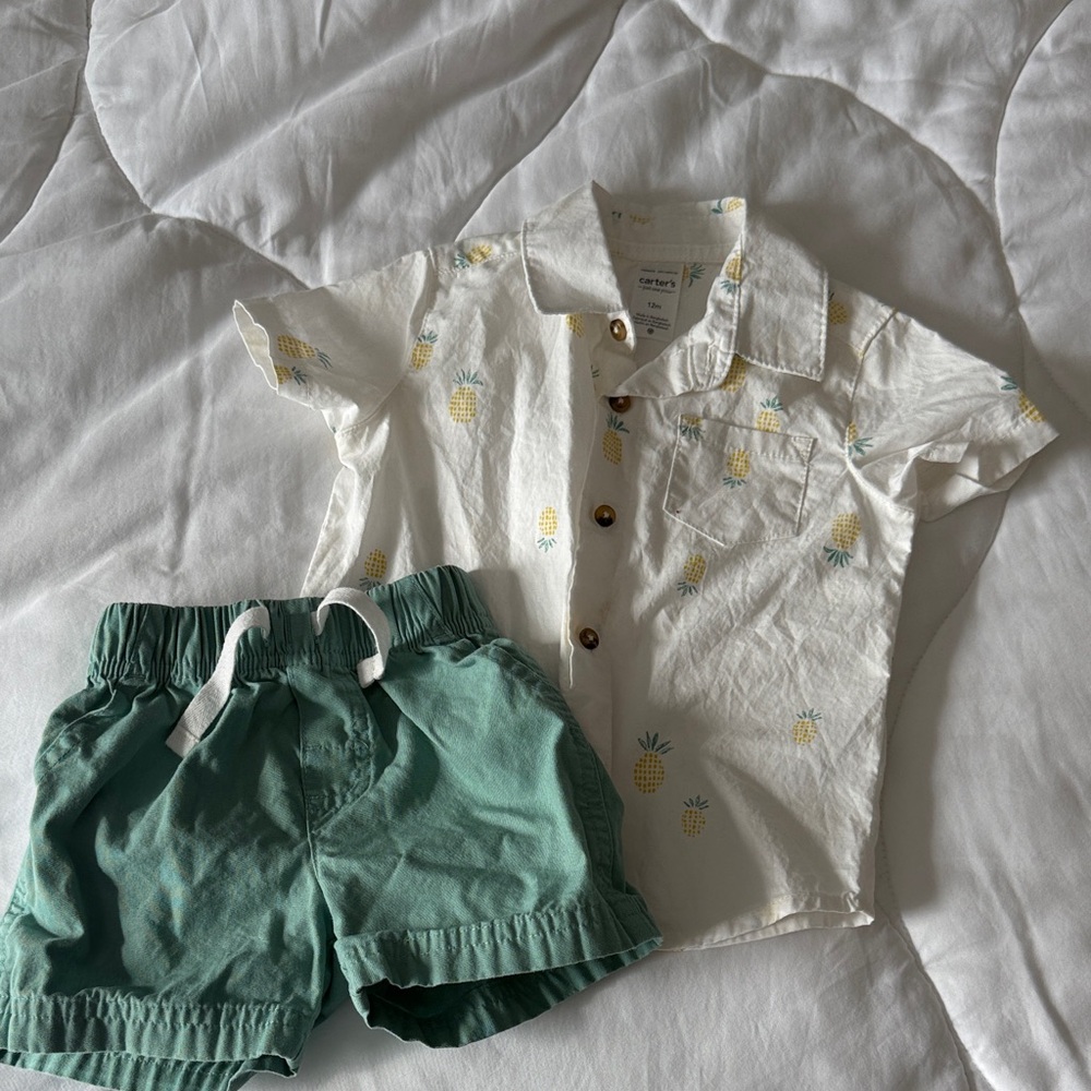 Carter's White and Green Kids Matching Set